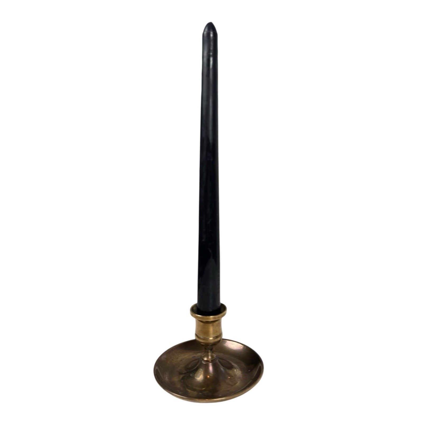 Whimsigoth Witchy Fairy Grunge Vintage Brass Taper Candle Holder w/ Black Candle