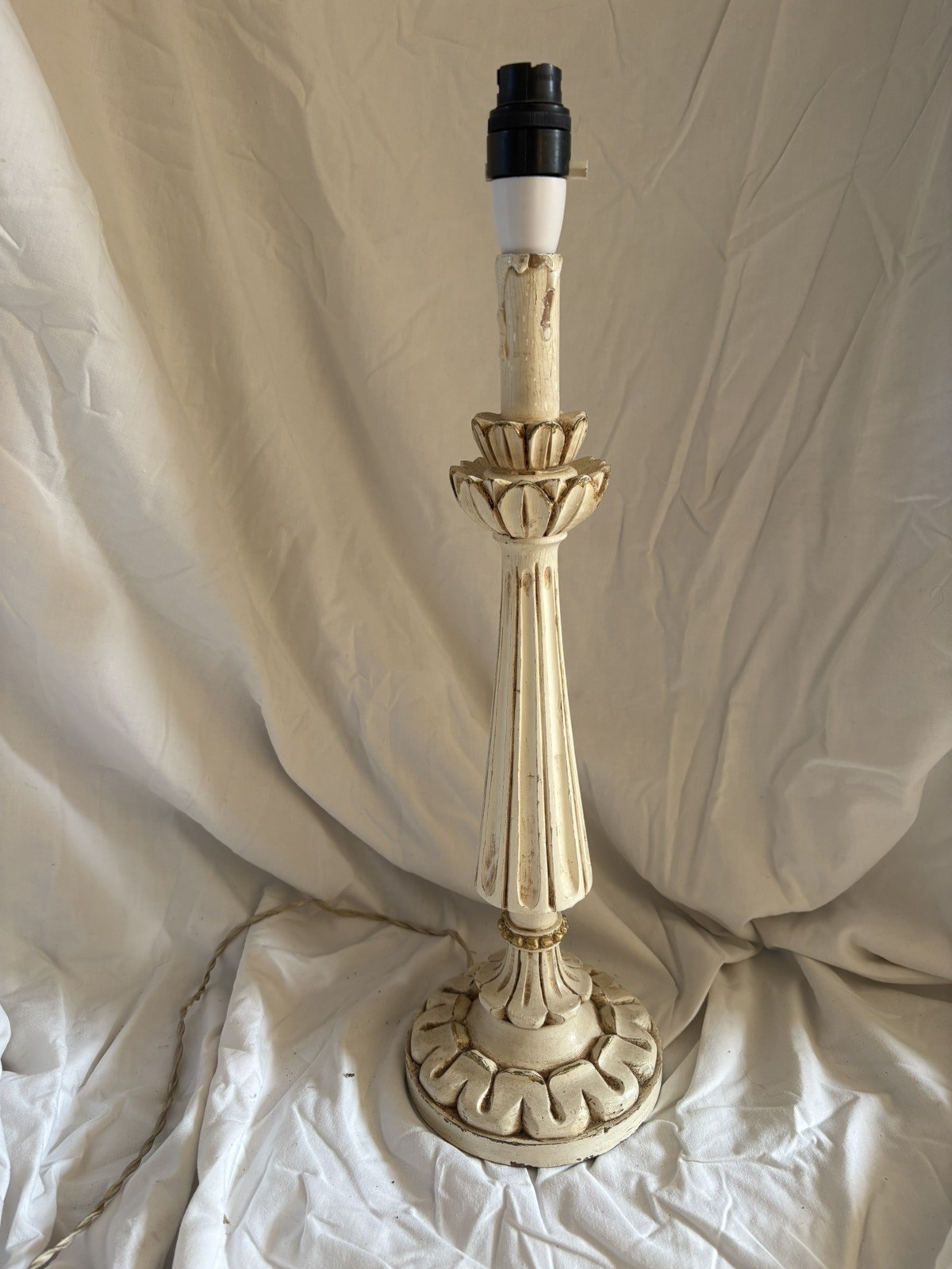 Stunning Carved and painted cream and gilt Table Lamp Antique French