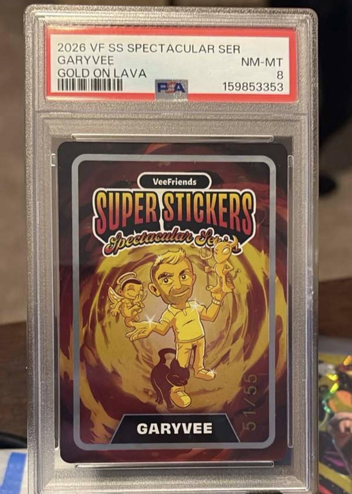 VeeFriends Superstickers Gary Vee Lava /55 PSA 8