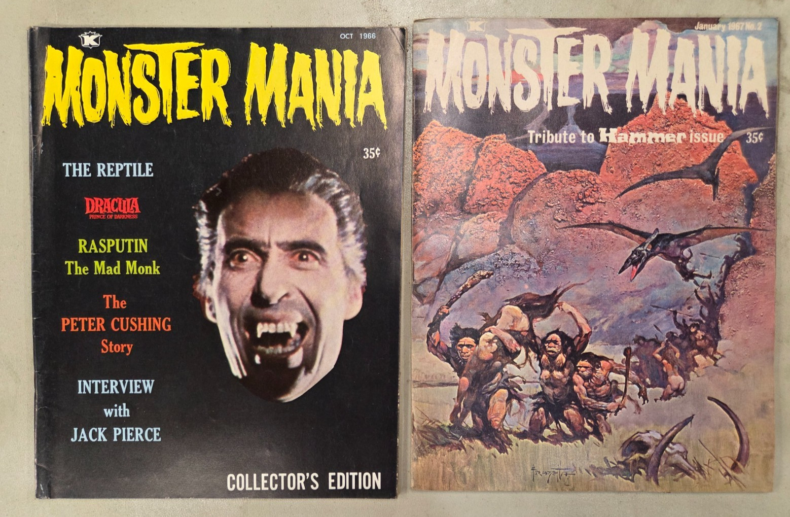 Vintage LOT 2 MONSTER MANIA Magazine #1 & #2 1967