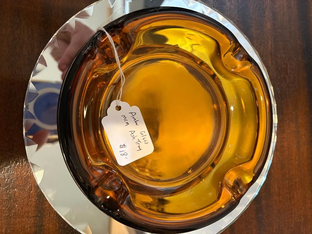 Amber Glass MCM Ash Tray