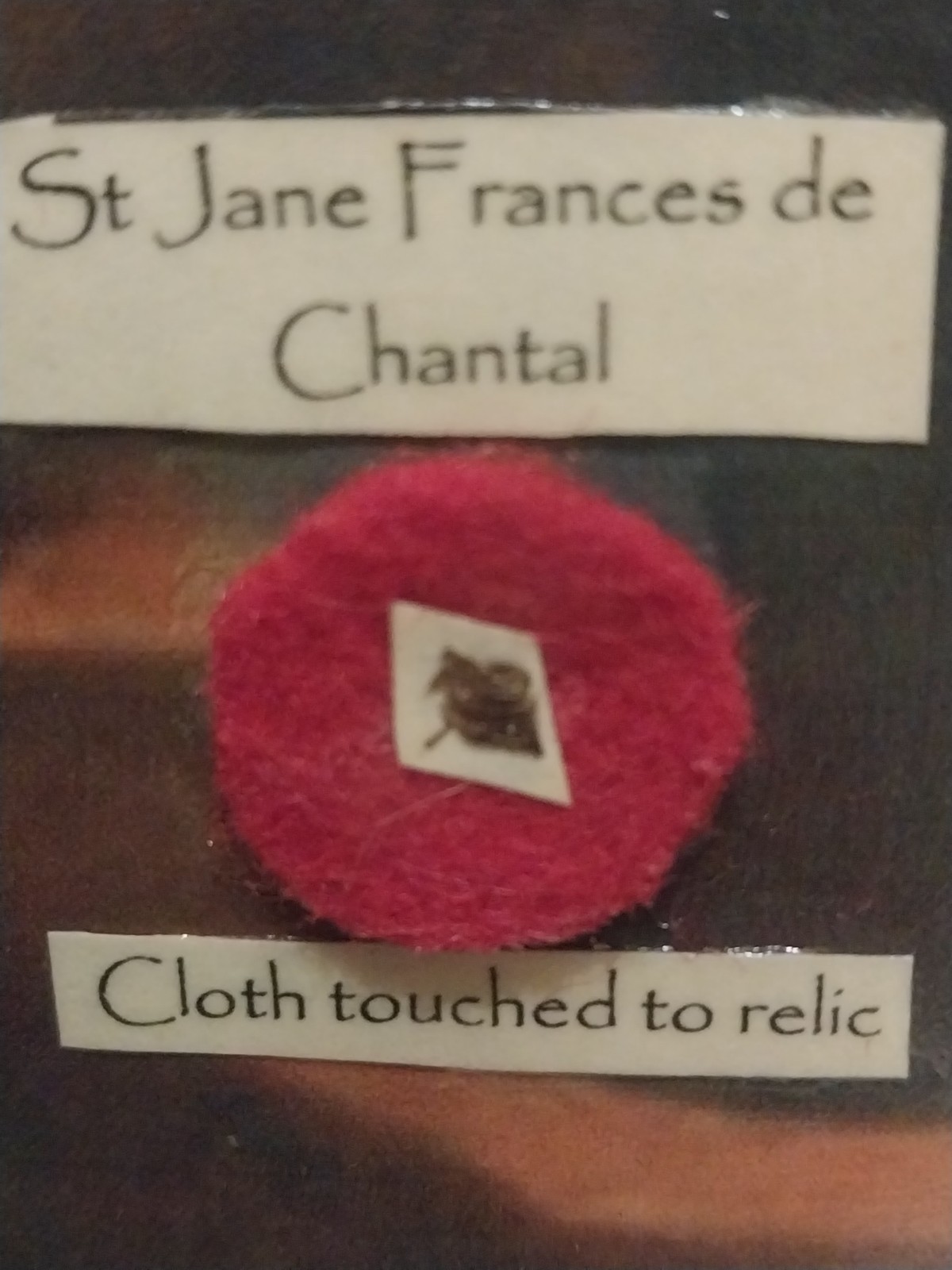 Saint Jane Frances de Chantal Cloth Relic 8 1/2 in by 11 in Reliquary...
