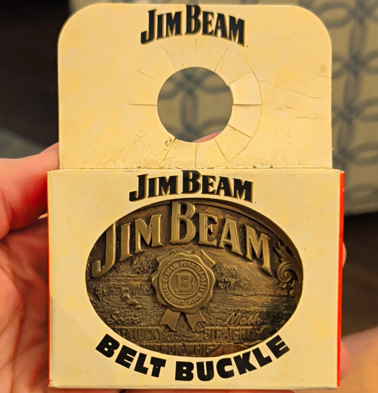 Vintage Jim Beam Gold Belt Buckle, circa 1993 New in Box