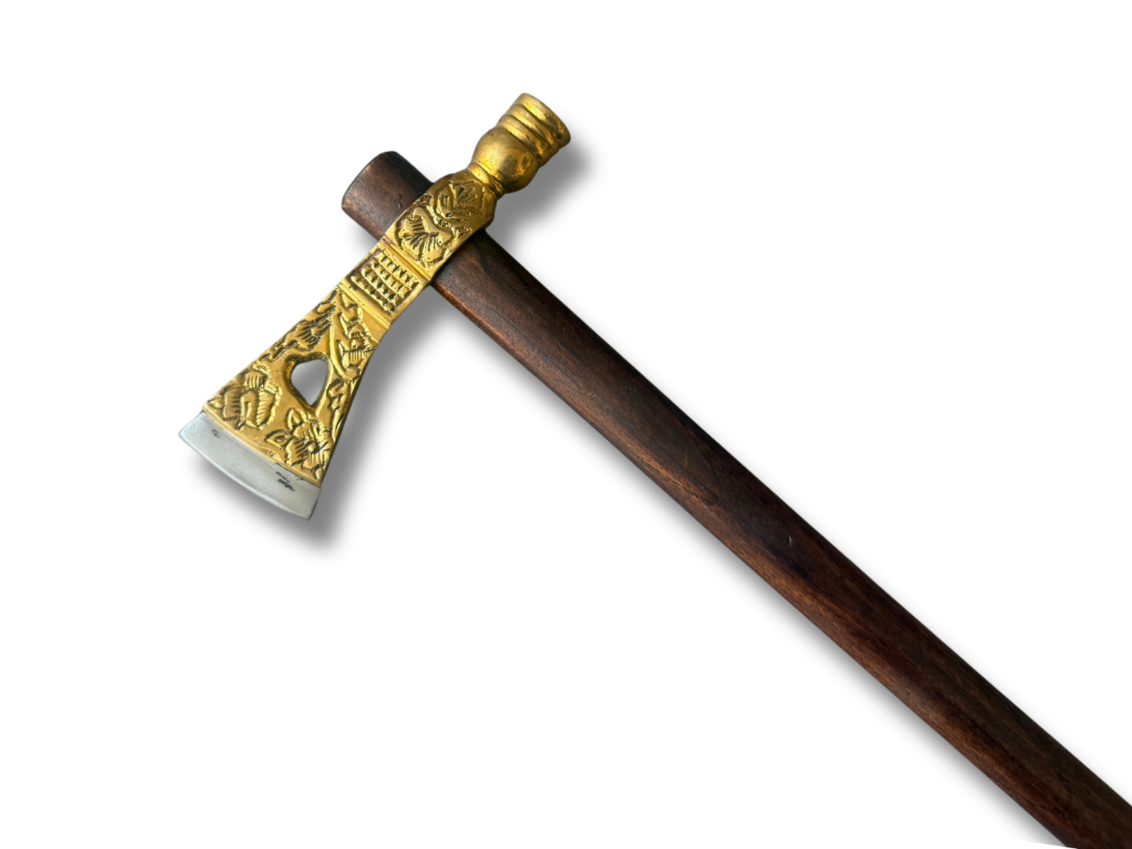 Handcrafted Tomahawk Axe with Brass Head | Tribal Style Decorative Display