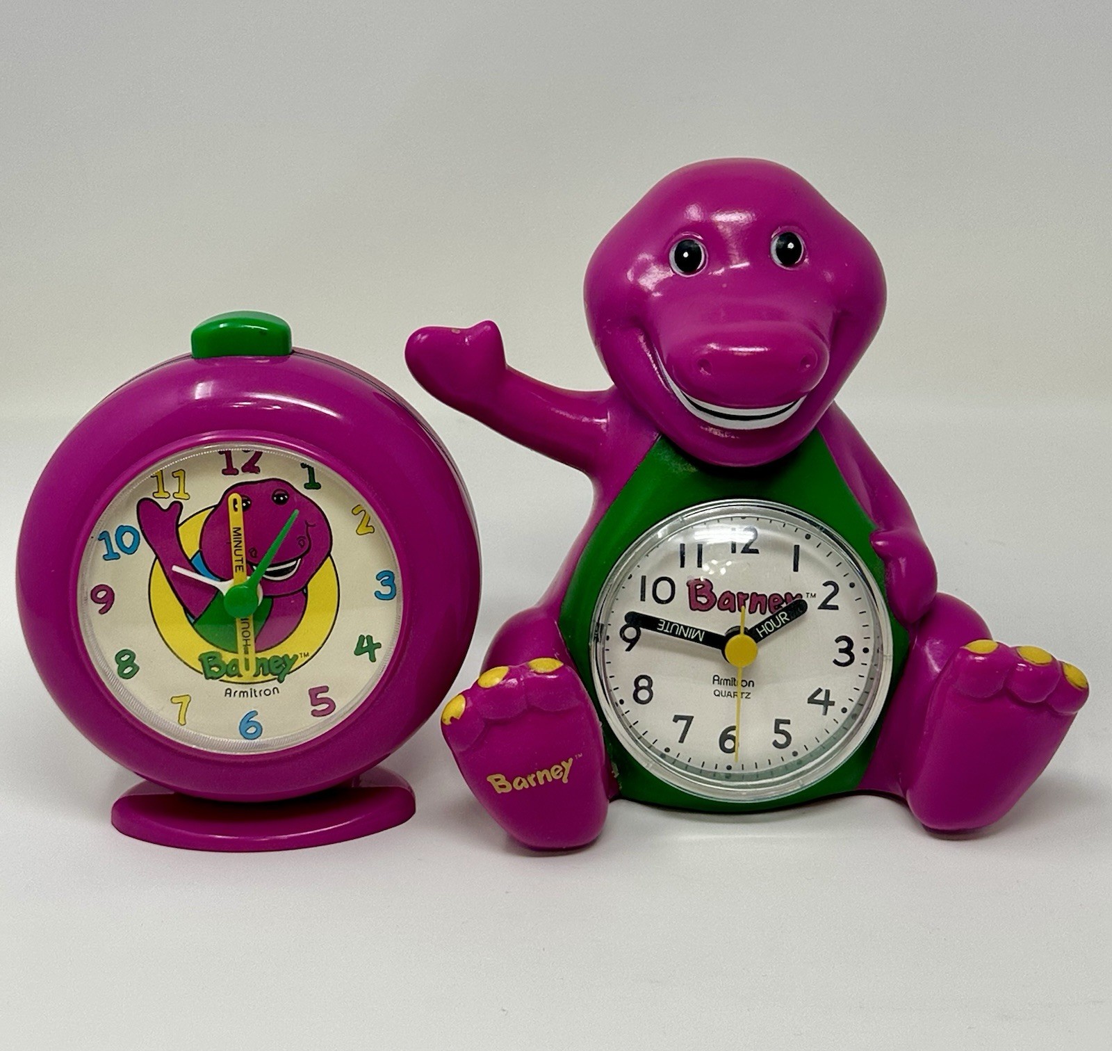 Vintage Barney The Dinosaur Armitron Quartz Clock 1993 The Lyons Group Lot Of 2 Vintage Barney The Dinosaur Armitron Quartz Clock 1993 The Lyons Group Lot Of 2