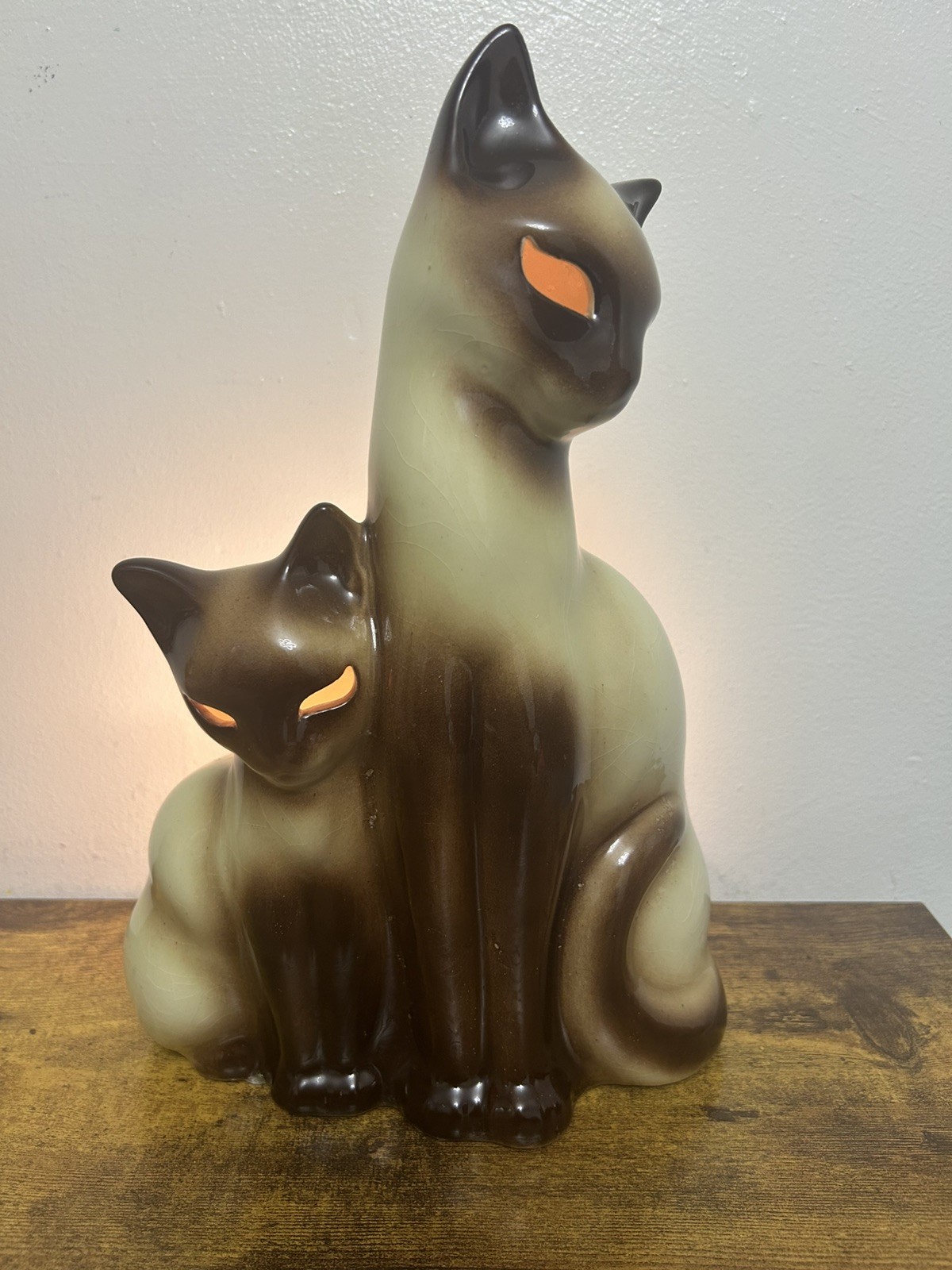 Vintage 1950\'s Howard Kron Texans Inc Siamese Cat TV Lamp MCM 14\