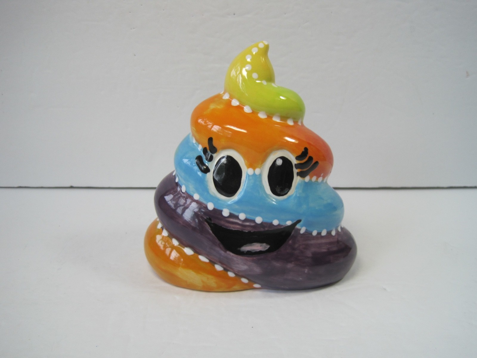 Emoji Rainbow  Cupcake Happy Face Ceramic Piggy Bank 6\