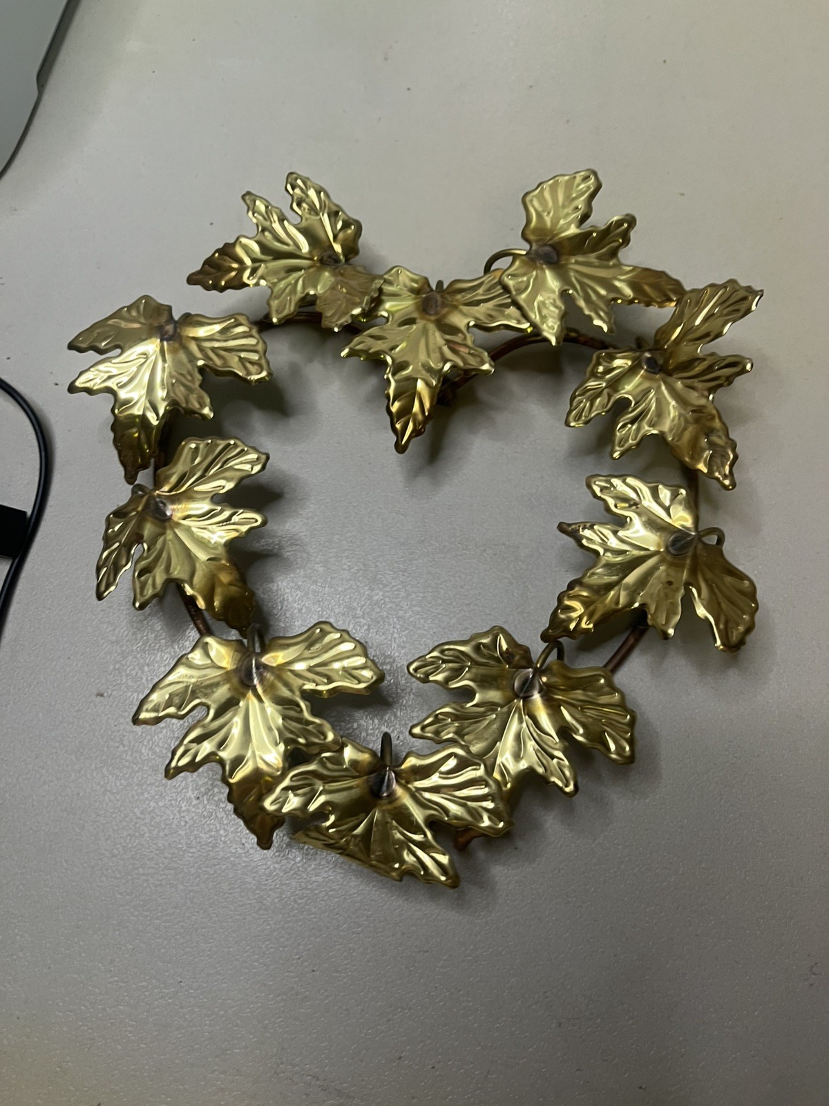 Vintage Homco Heart Shaped Brass Leaf Wall Decor Leaves Home Interiors & Gifts