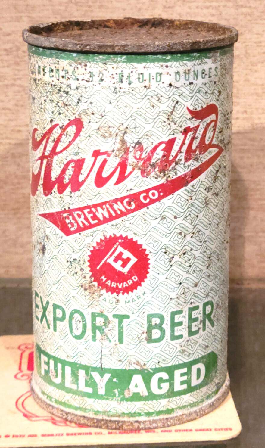 1949 HARVARD EXPORT FULLY AGED  FLAT TOP BEER CAN HARVARD  LOWELL MASS IRTP