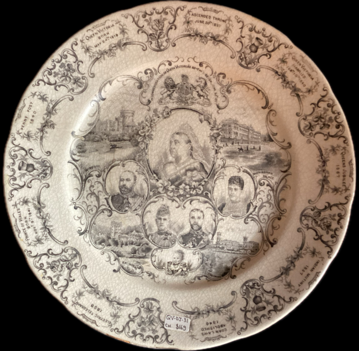 Queen Victoria Gold Jubilee 1887 Plate England Antique 9”