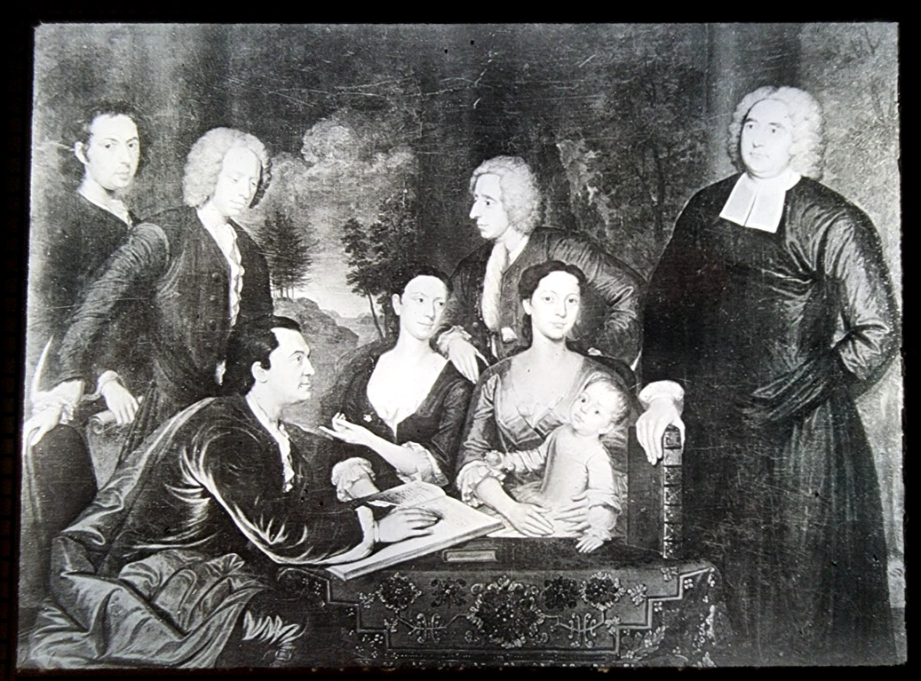 John Smibert Family of Bishop Berkeley 1739 Painting Yale U. Glass Slide