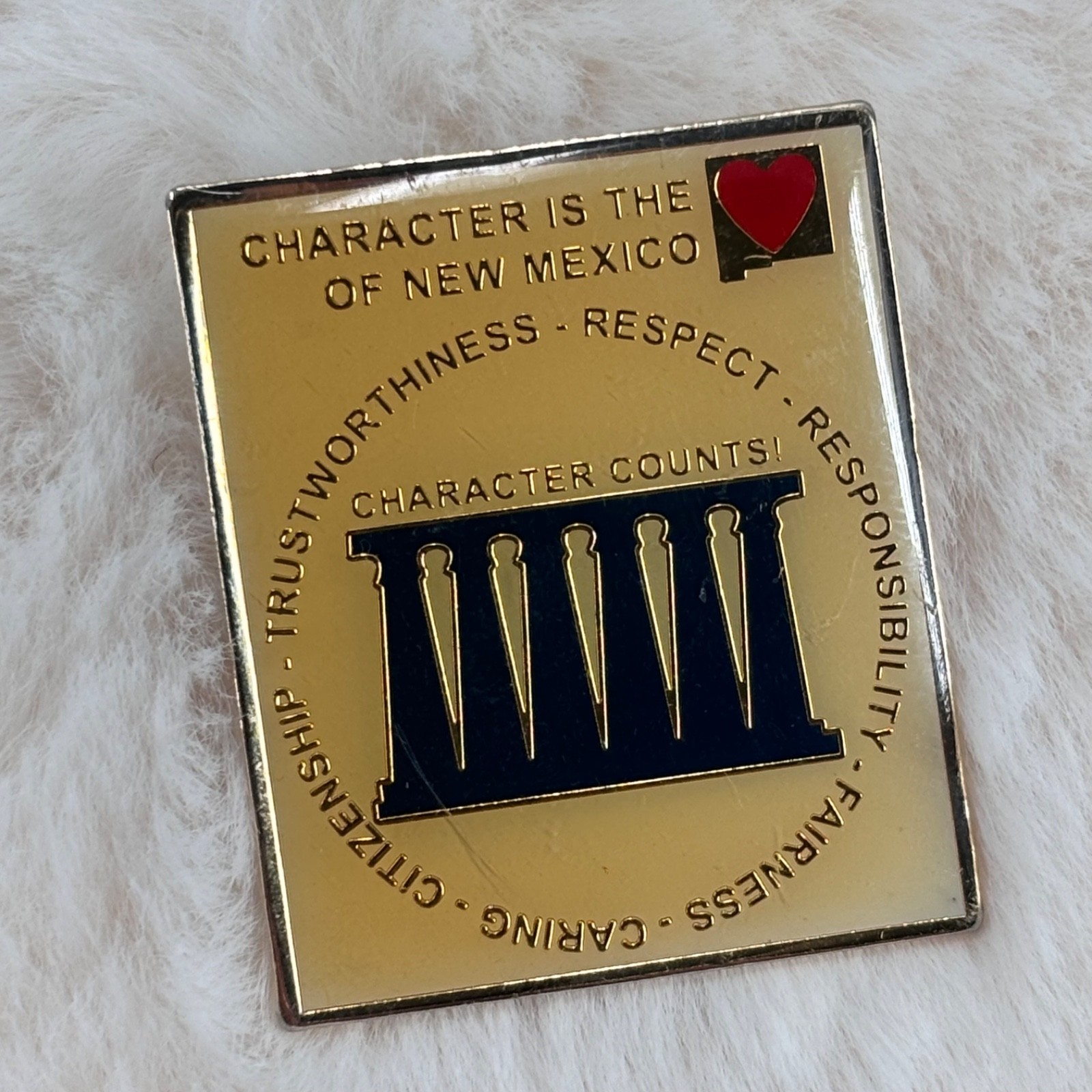 Six Pillars of Character Counts Heart Of New Mexico Souvenir Enamel Lapel Pin