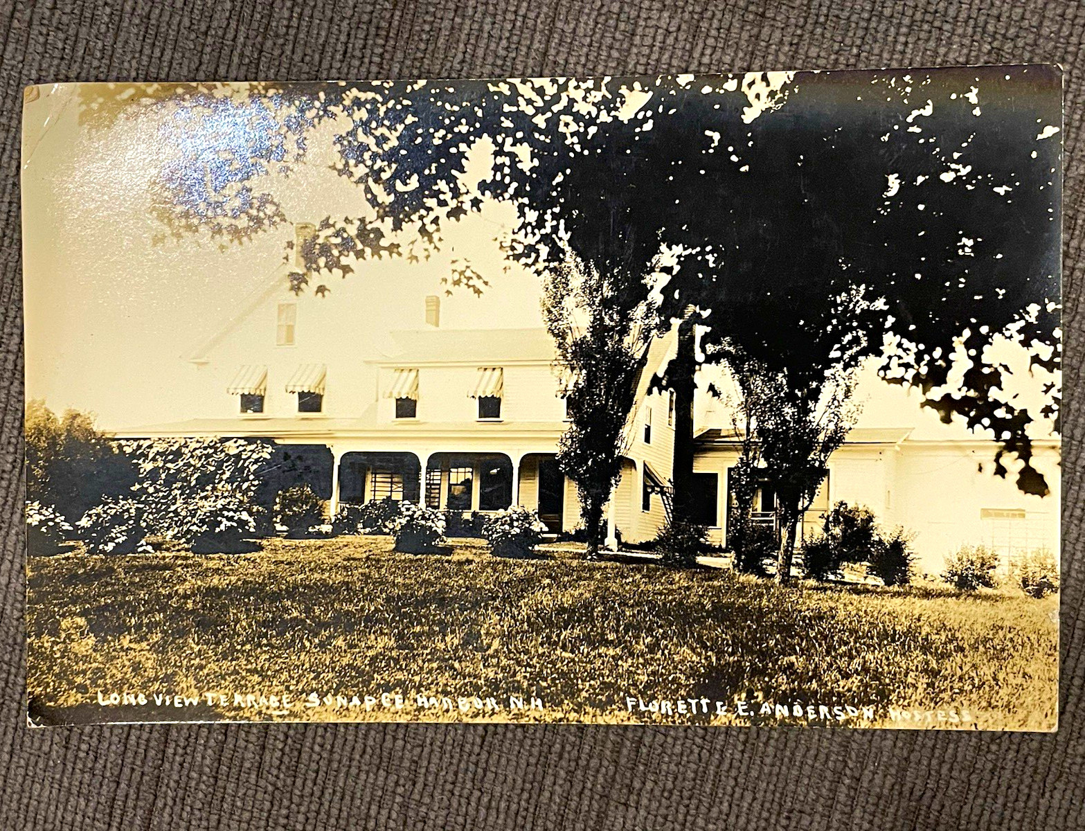 LONG VIEW TERRACE, Sunapee Harbor, N.H. RPPC Florette E. Anderson New Hampshire LONG VIEW TERRACE, Sunapee Harbor, N.H. RPPC Florette E. Anderson New Hampshire