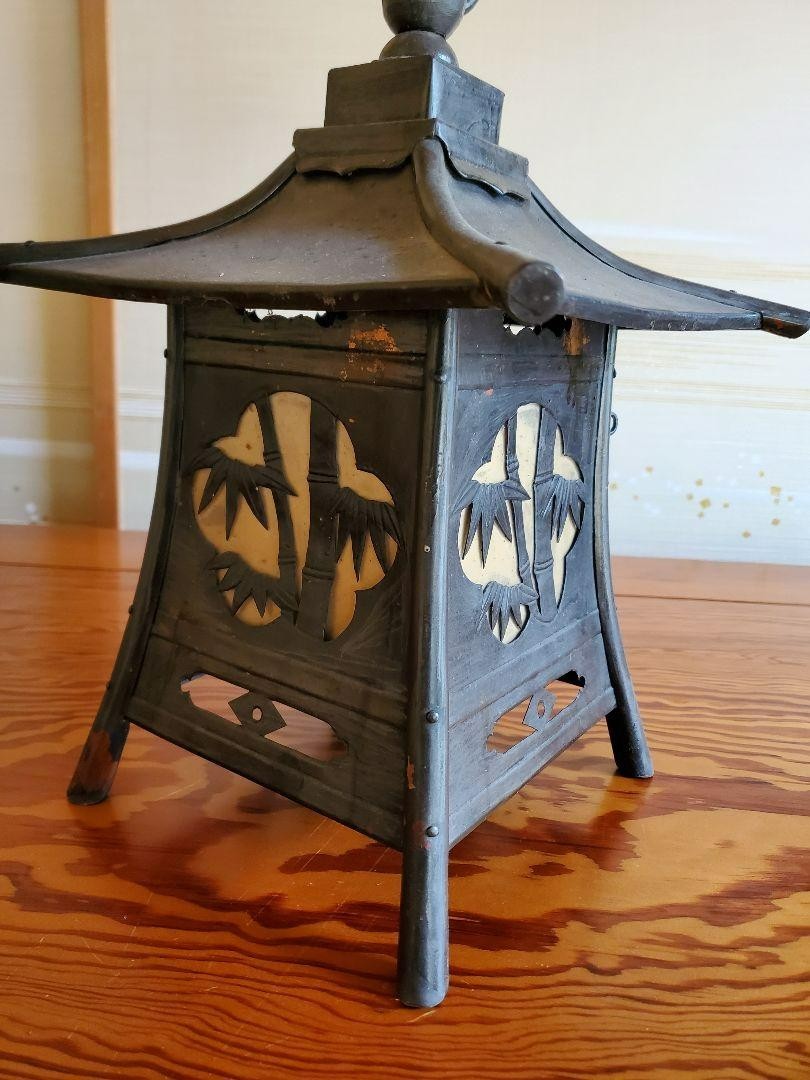 Japanese Bronze Hanging Andon Lantern Tsuri-Toro H34cm Used from Japan