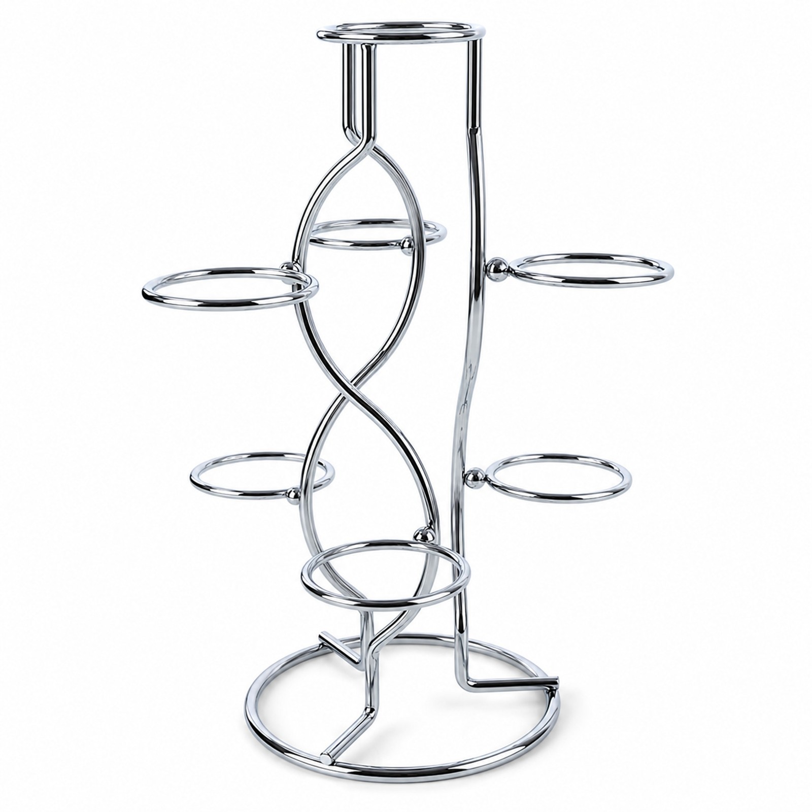 7 Silver Wire Metal Sphere Crystals Egg Stand Holder Display 7.4 Inches