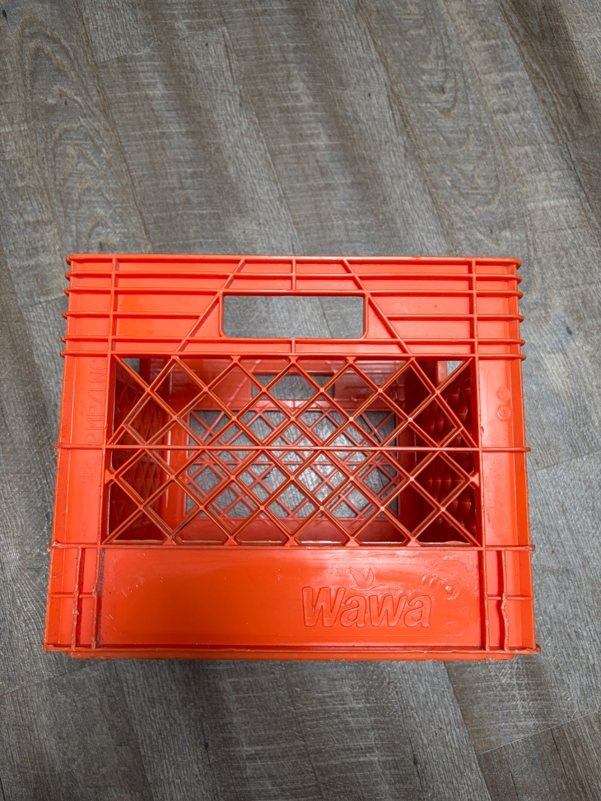 Vintage WAWA Orange Solid Plastic Square Milk Container Carrying Crate 13X13x11