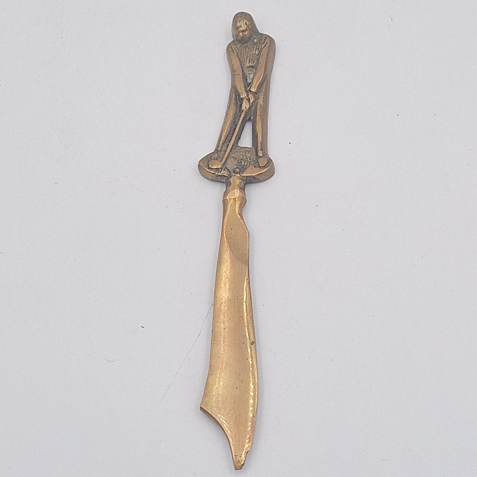 Vintage 1930s Brass Golfer Letter Opener Golf Desk Accessory Collectible