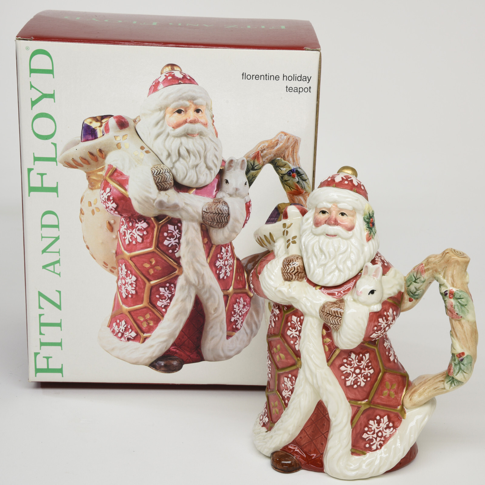 Fitz And Floyd 2003 Santa Florentine Holiday Teapot Ceramic Christmas Collectibl