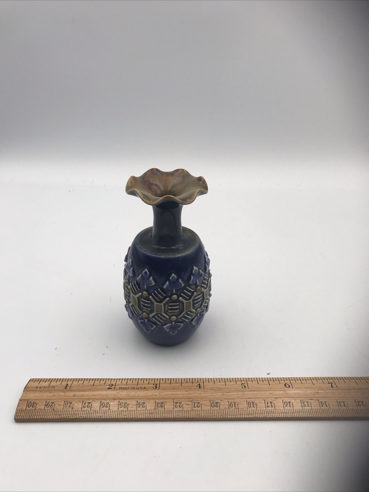 Miniature Royal Doulton Lambeth Vase 4.25” Signed M H