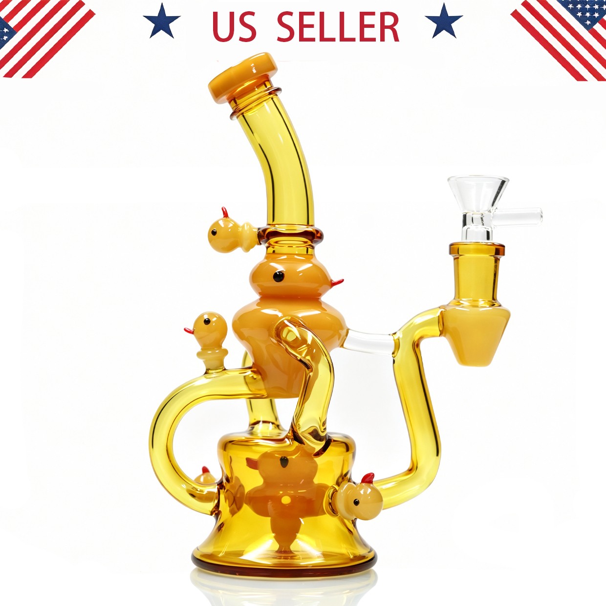Duck🦆8inch Glass Bongs and Water Pipes Smoking Recycler Bong Hookah w/14mm bowl