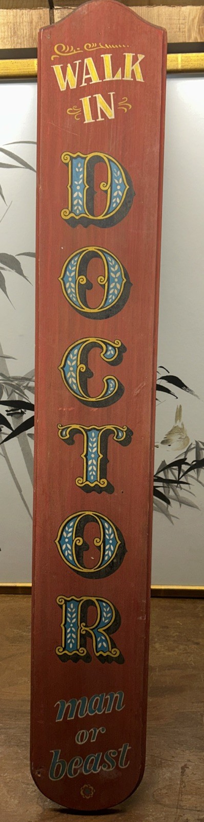 Yorkraft Walk In Doctor Man Or Beast Wood Sign 1960s Novelty Carnival Art 35”x5” Yorkraft Walk In Doctor Man Or Beast Wood Sign 1960s Novelty Carnival Art 35”x5”