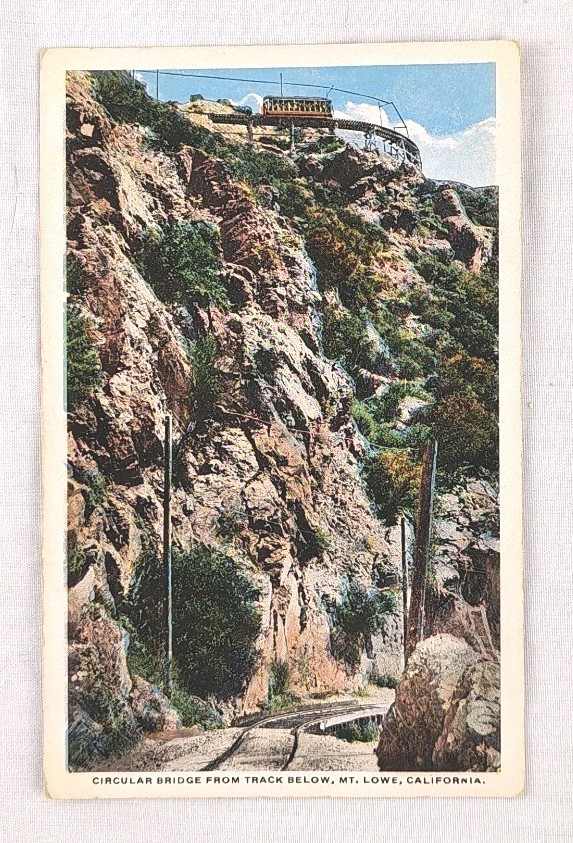 Mt Lowe California Circular Bridge Train Track Postcard 