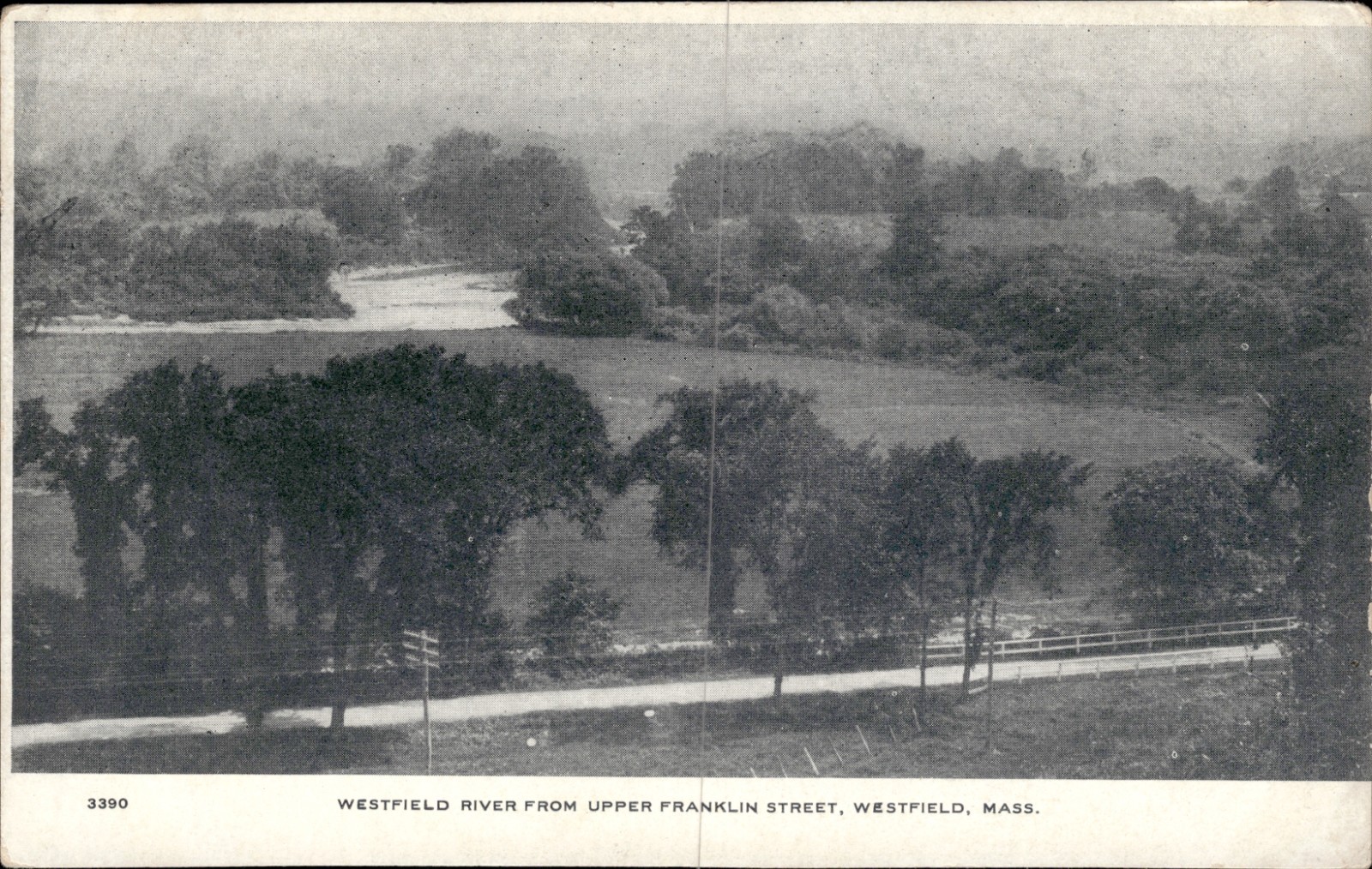 Westfield River from Upper Franklin Street Westfield Mass Postcard Unused
