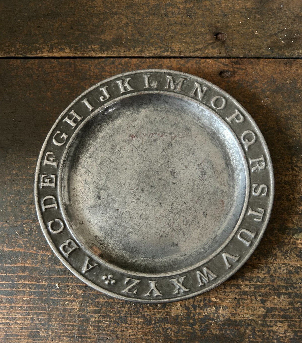 Antique Child\'s Tin ABC /  Alphabet Plate 6 1/8\