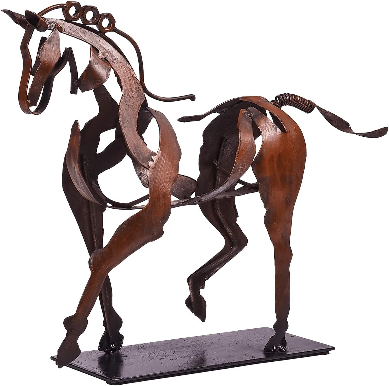 Handmade Metal Horse Statue, Hand-Painted Horse Décor (Brown)