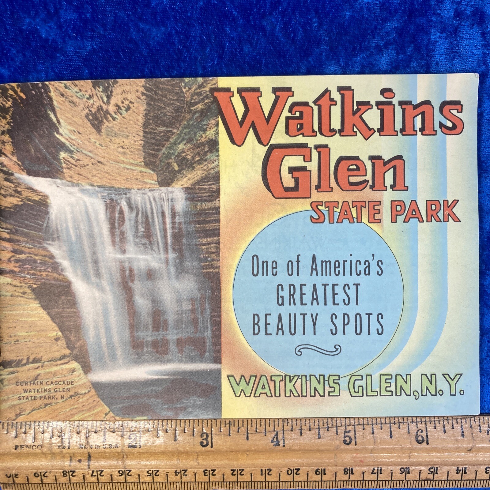 1948 WATKINS GLEN NY State Park Seneca Lake SOUVENIR BOOKLET withPics Curt Teich