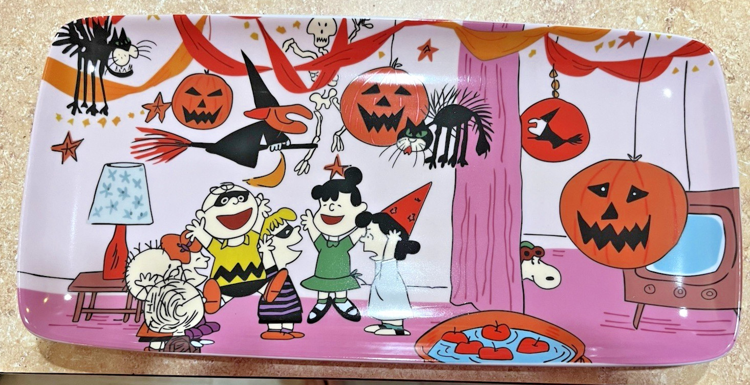 SNOOPY / PEANUTS THE GREAT PUMPKIN CHARLIE BROWN CERAMIC SERVING TRAY / PLATTER