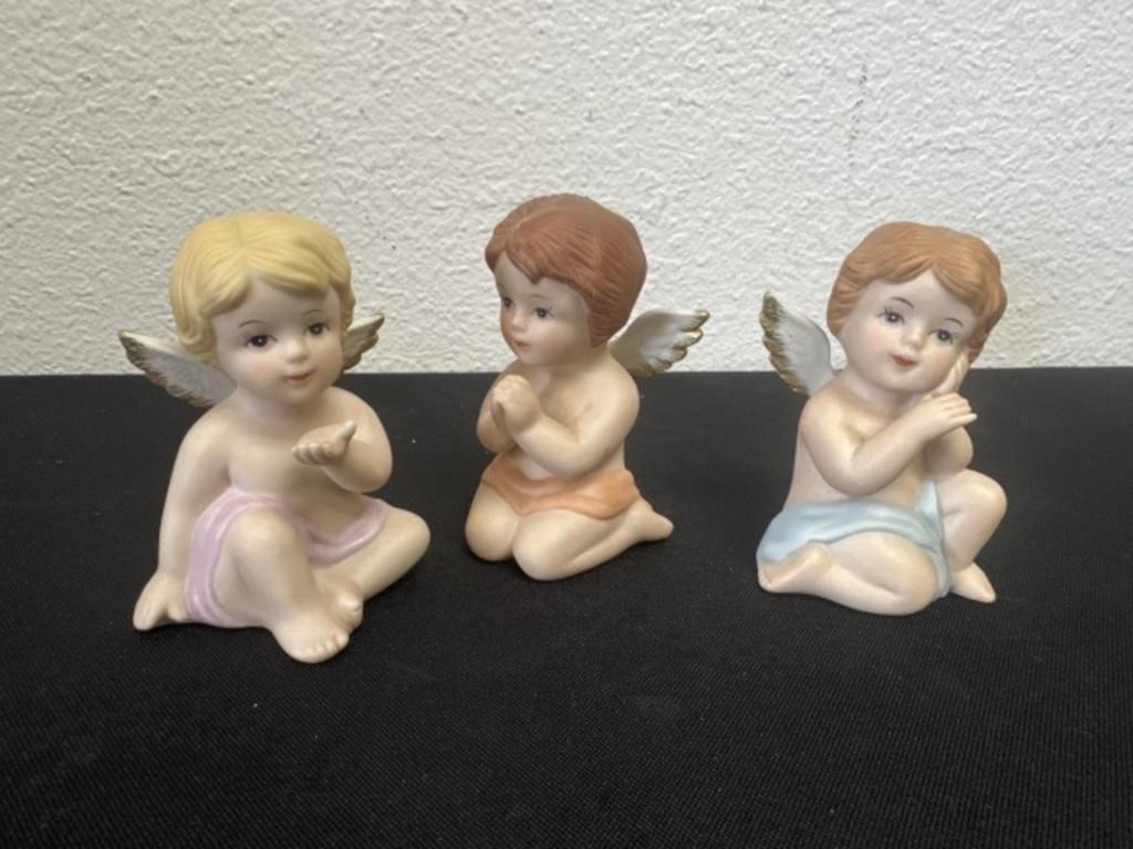 VINTAGE - HEAVENLY CHARUBS - Set of 3 Angel Figurines HOMCO Home Interiors #1430