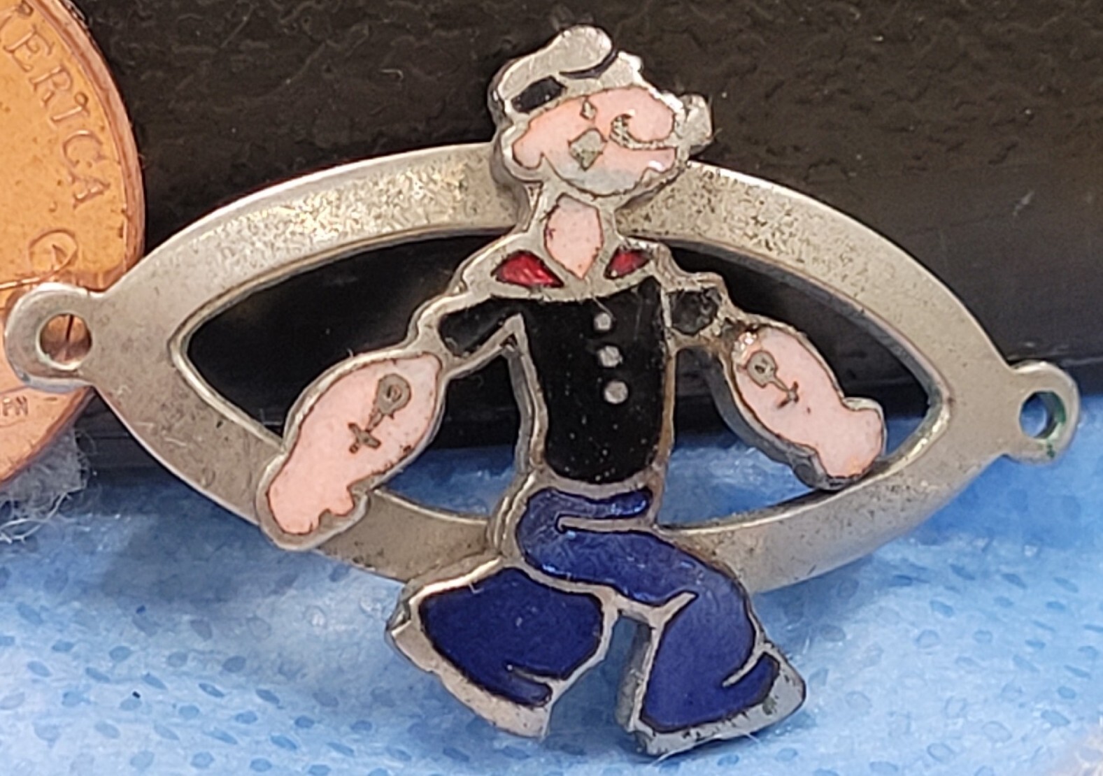 Vintage METAL AND ENAMEL POPEYE BRACELET PIECE