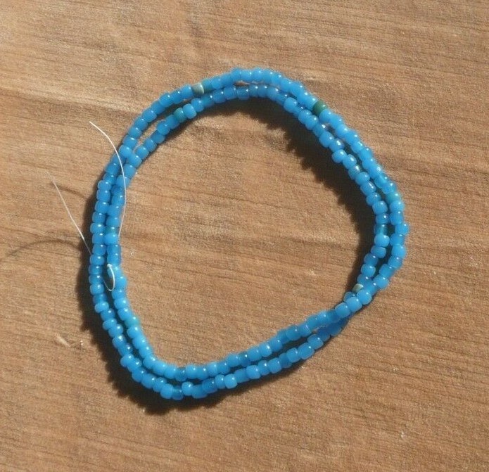 Greasy Opal Blue Strand African Trade 5o Seed Bead Murano Venetian Vintage Glass