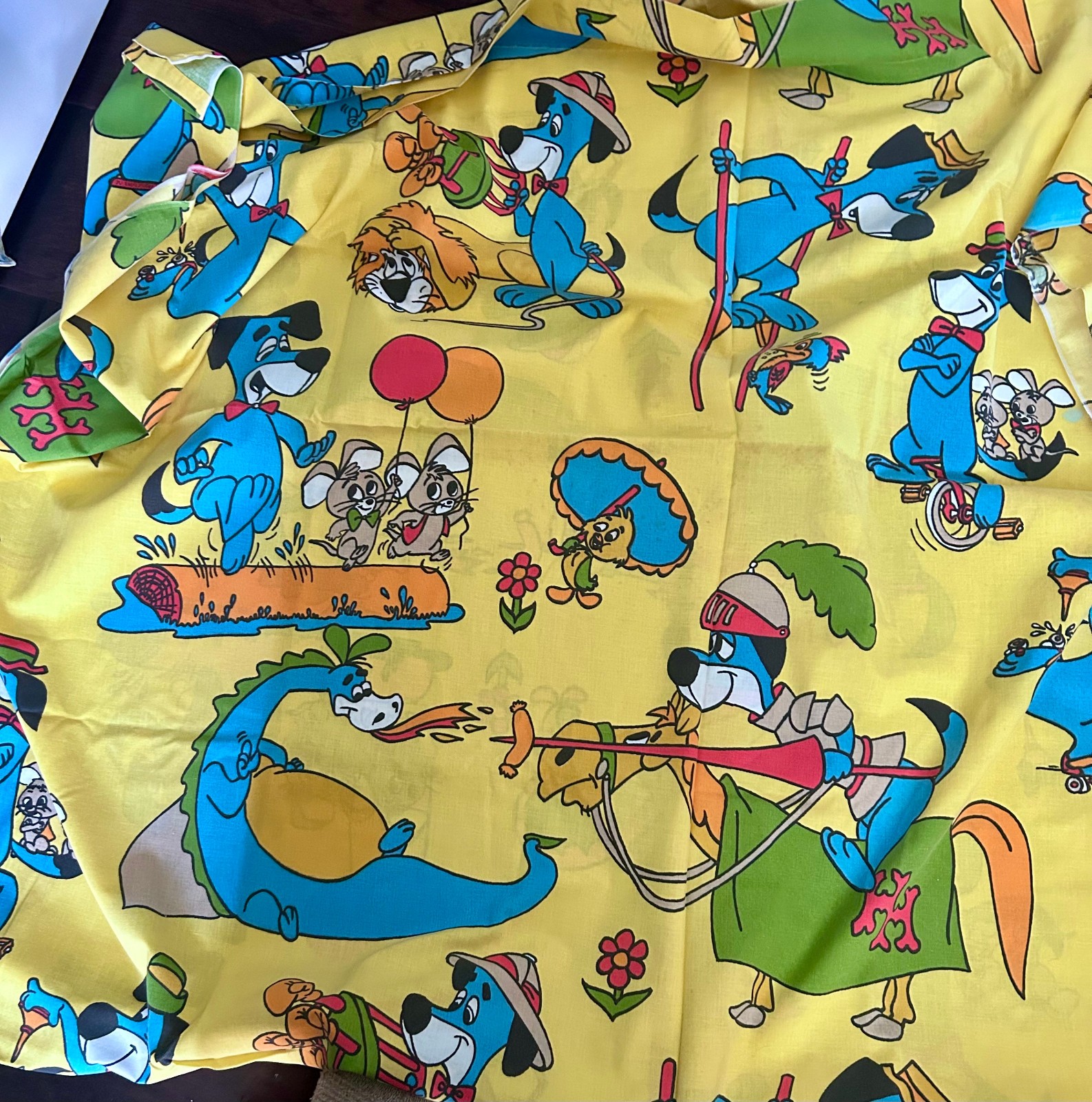 Vintage Hanna Barbera Huckleberry Hound Flat Sheet & Pillowcase
