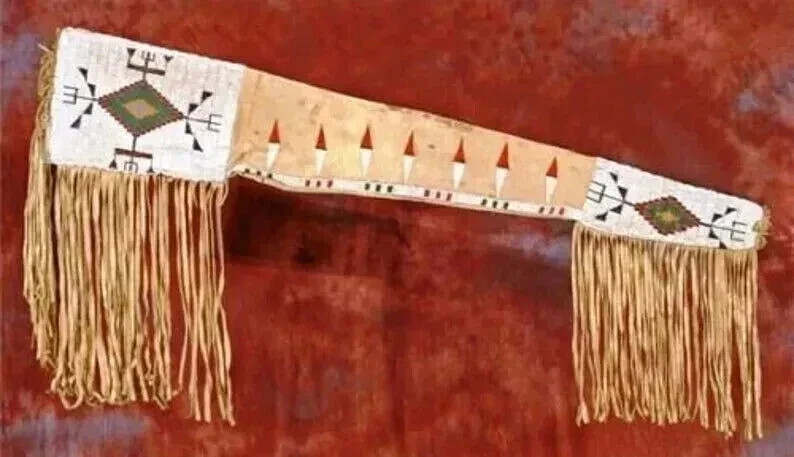 Native American Indian Beaded Rifle Scabbard Sioux Style Suede Leather Cover Native American Indian Beaded Rifle Scabbard Sioux Style Suede Leather Cover