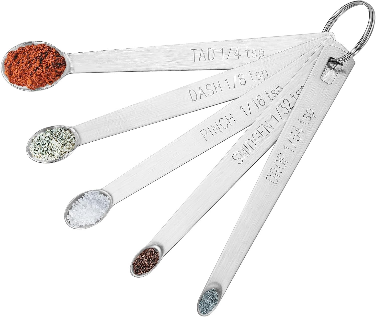 5 PCS Mini Measuring Spoons Set Stainless Steel Tiny Teaspoon 1/4 1/8 1/16 1/32