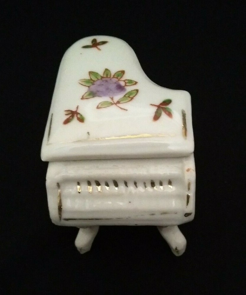 Vintage Miniature Grand Piano Trinket Box Porcelain Dollhouse Green Purple Rust Vintage Miniature Grand Piano Trinket Box Porcelain Dollhouse Green Purple Rust