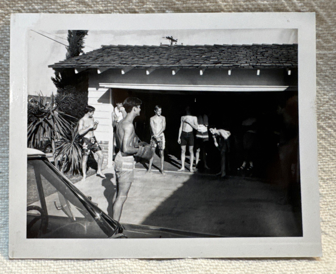 Vtg Photo Group Of Shirtless Young Guys In Swim Trunks At The Y-Party-Gay Int