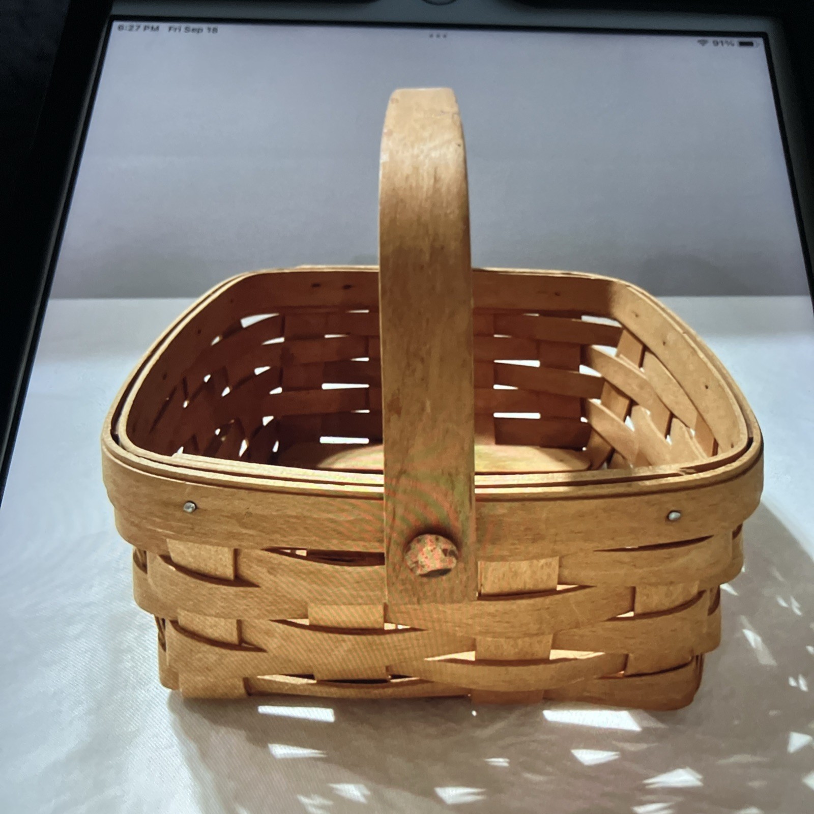 Longaberger 2001 Square Basket with a Swing Handle 7\