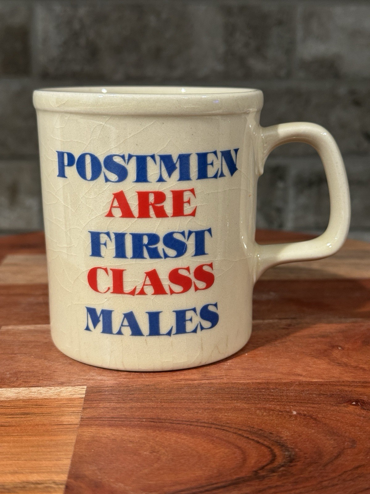 Vintage POSTMEN ARE FIRST CLASS MALES Coffee Cup Funny Humor Mug 3.75” Vintage POSTMEN ARE FIRST CLASS MALES Coffee Cup Funny Humor Mug 3.75”