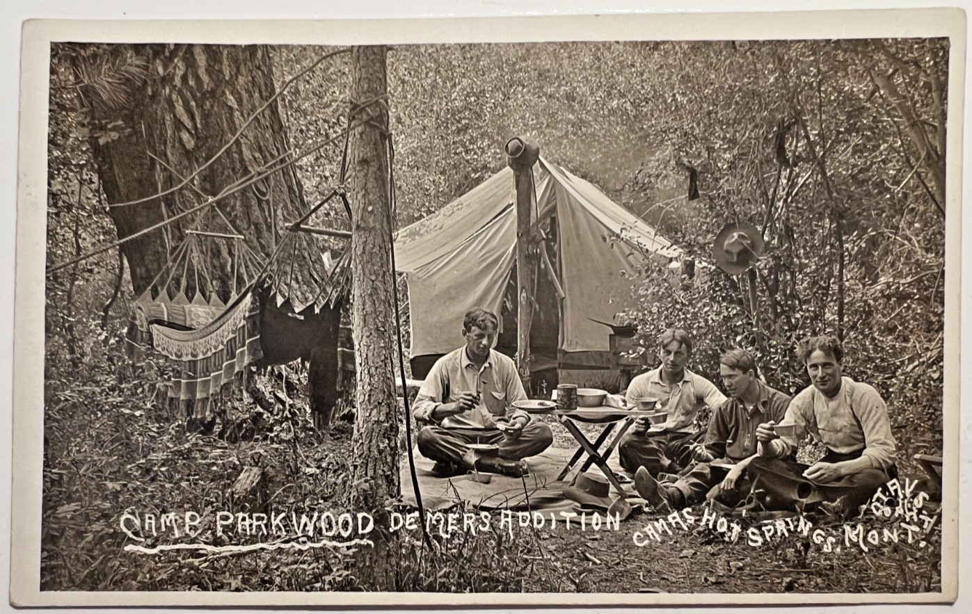 Camas Hot Springs Montana DEMERS ADDITION Rare 1911 RPPC Postcard Hammock D3