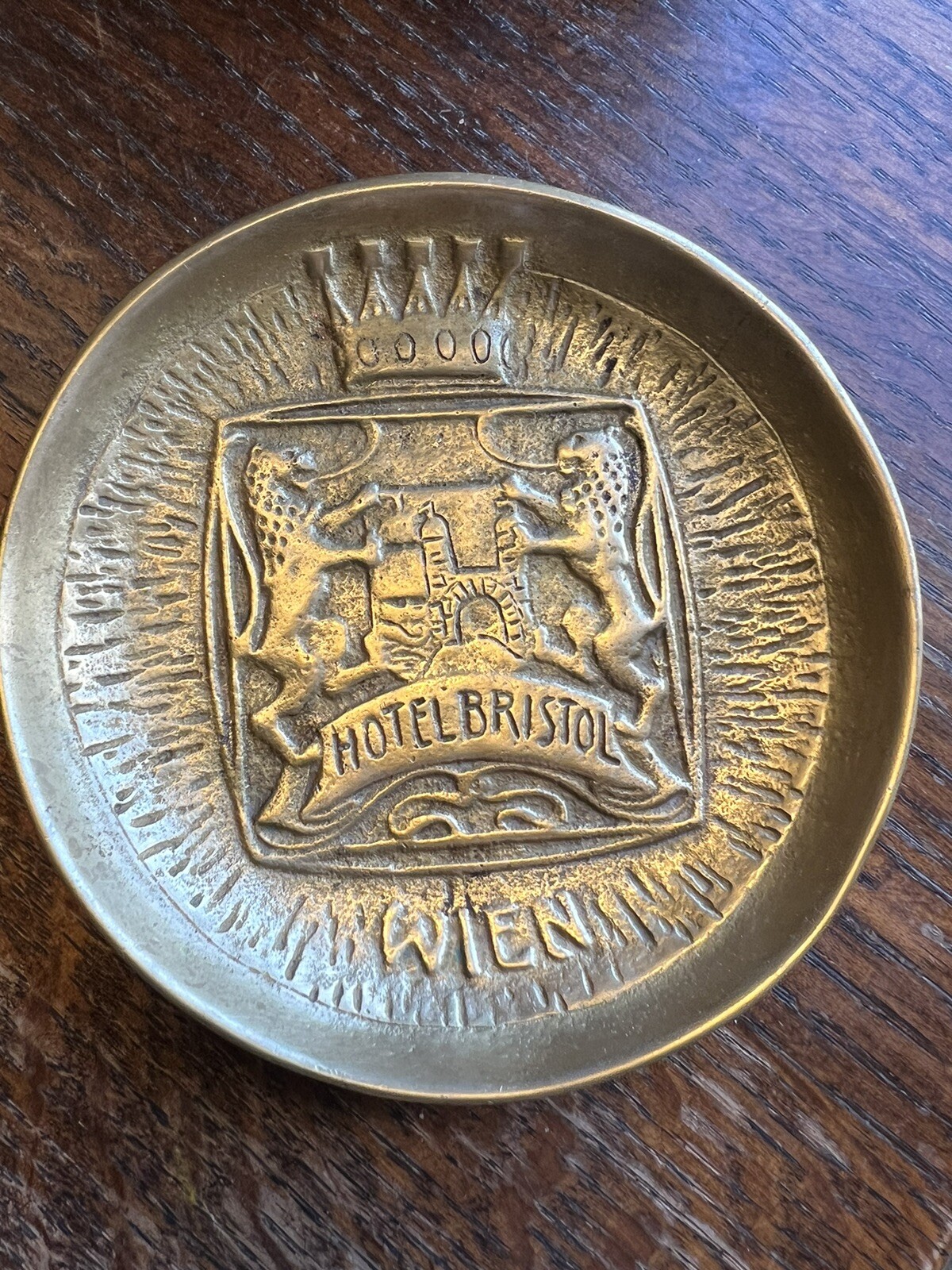 Vintage Solid Brass Ashtray Tray Hotel Bristol Wien by Berndorf Austria 1920’s