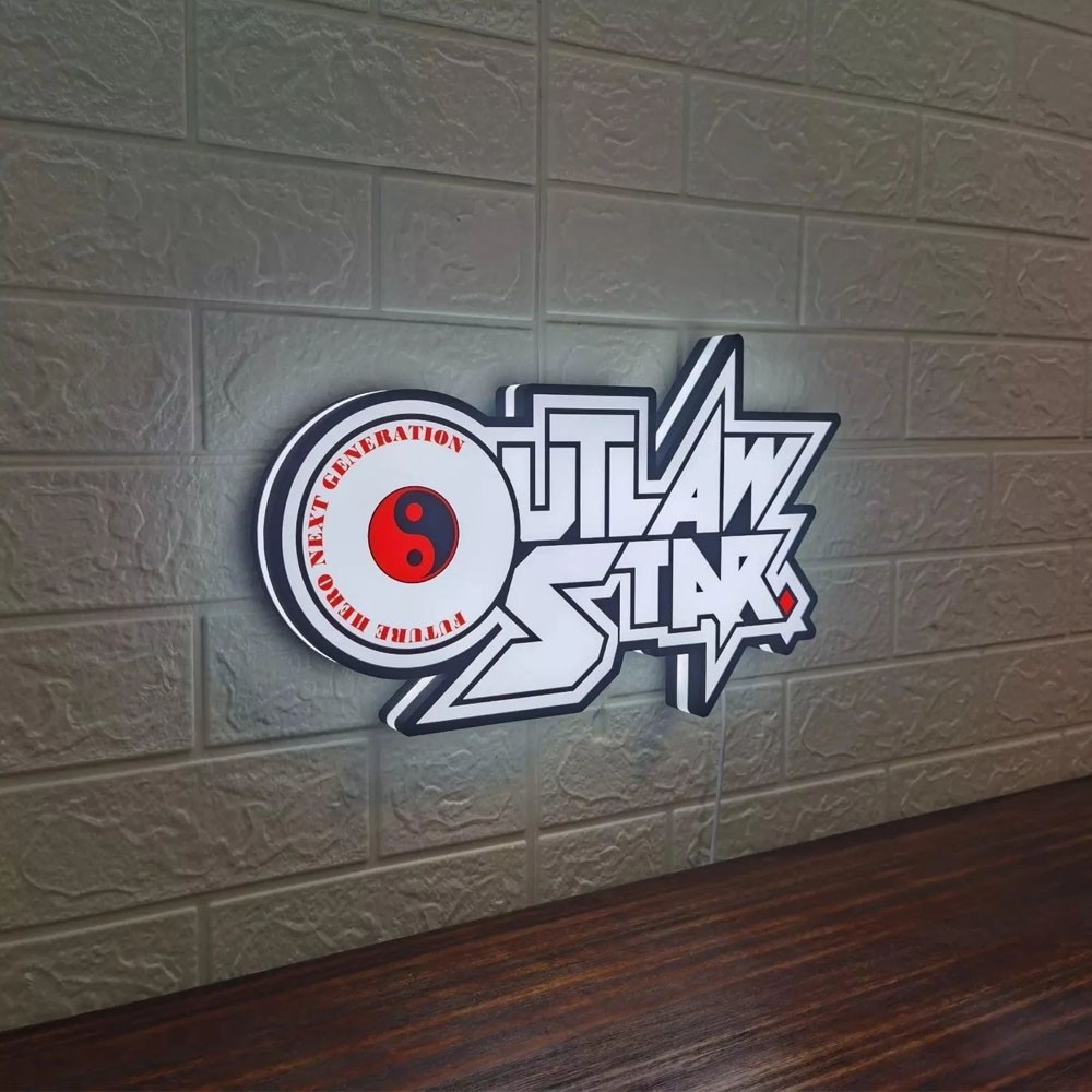 Outlaw Star Logo LED Lamp 3D Printed Lightbox for Anime Fans and Collectors