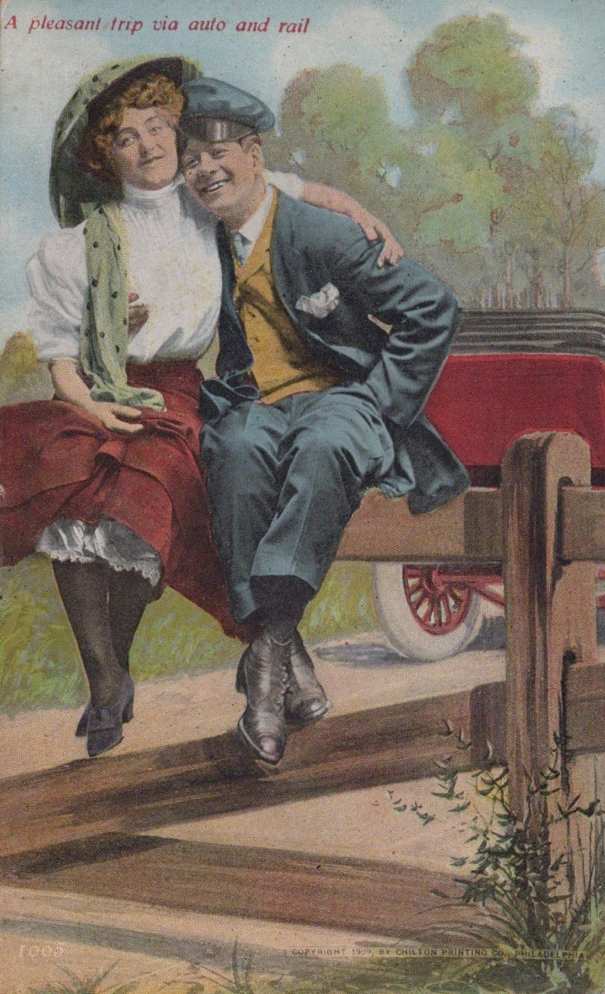 Chilton Auto Trade Journal Couple Touring Car Phila PA Antique 1909 - Postcard