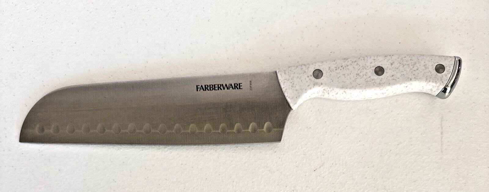 VTG Farberware 23F958 White Chef\'s Knife Stainless Steel 7 1/4” Blade 12 1/4\