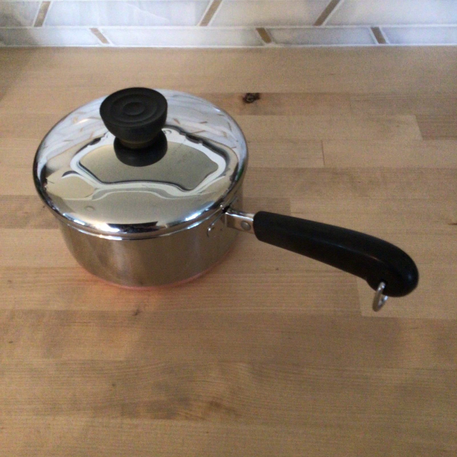 Vintage 1801 Revere Ware 1 Qt Sauce Pan Copper Bottom with Lid Clinton, IL USA