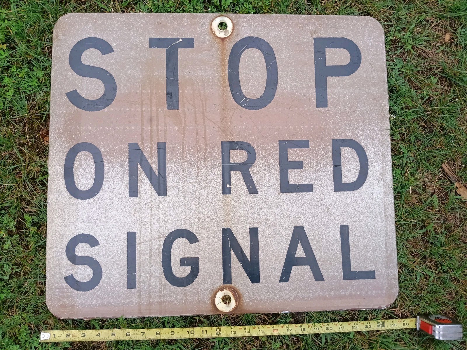Vintage Railroad Stop At Red Signal Sign