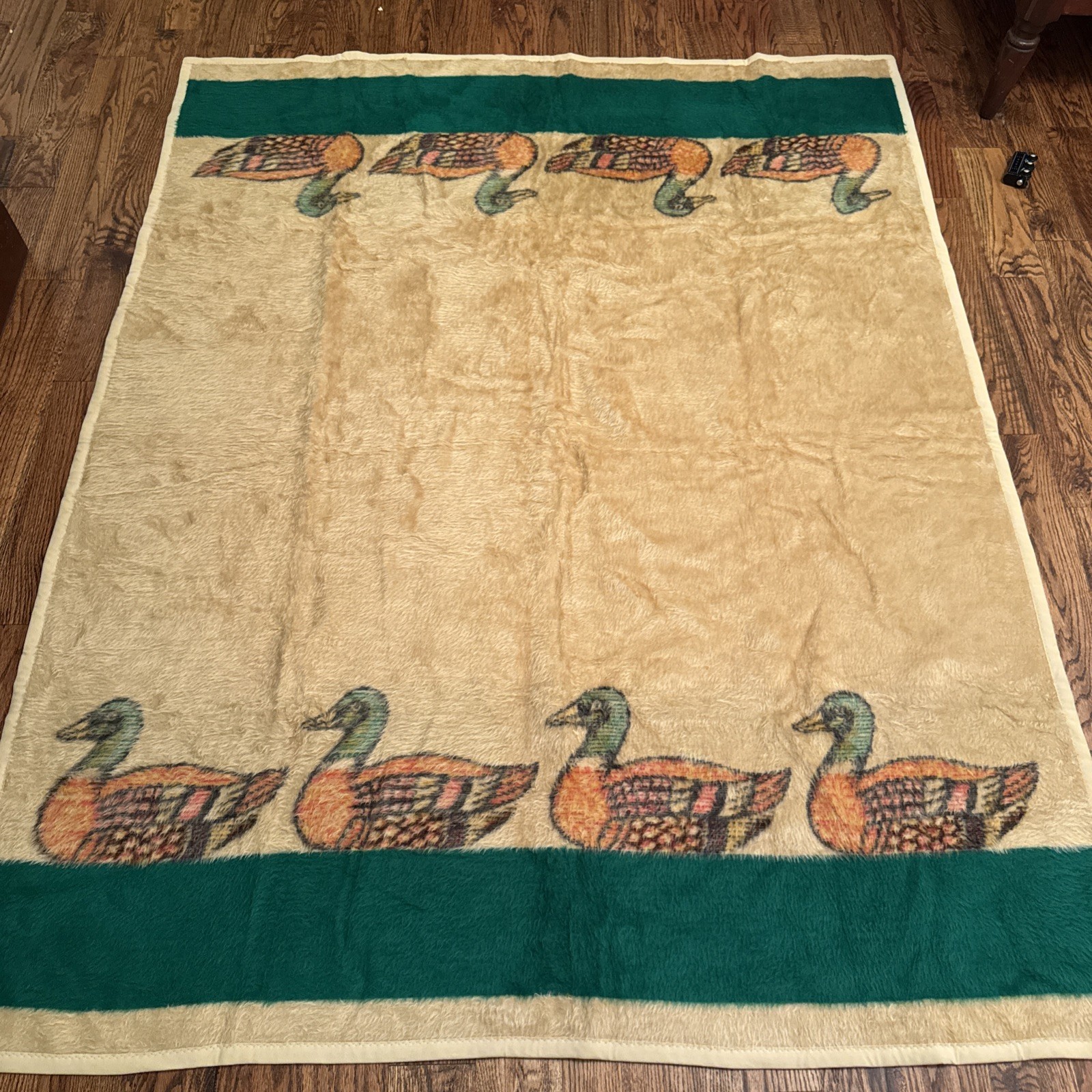 Vintage Biederlack Mallard Ducks Hunting Cabin Rustic 59 X 81” Throw Blanket EUC
