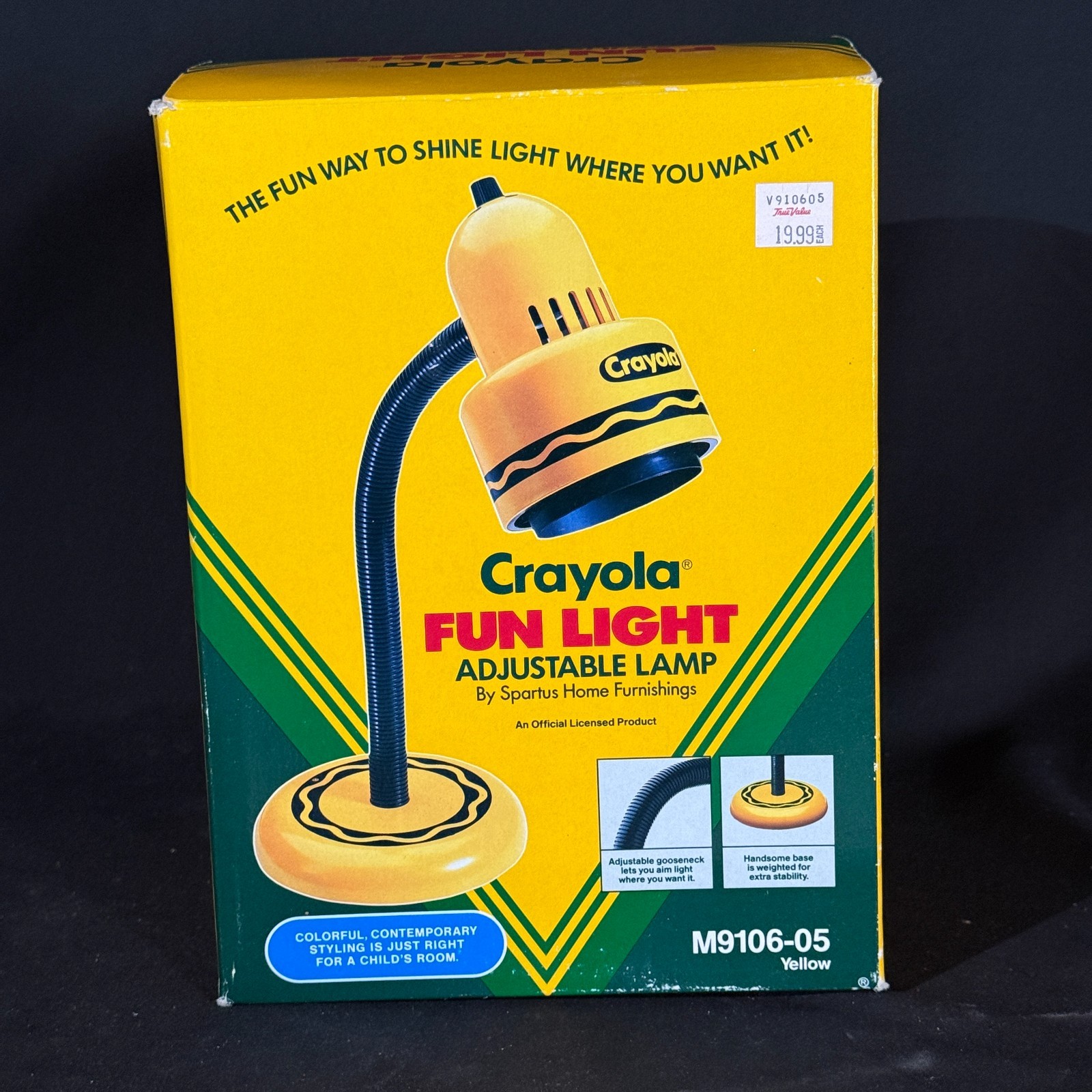 Vintage Crayola Fun Light Lamp M9106-05 Yellow Spartus 1990s Box Works